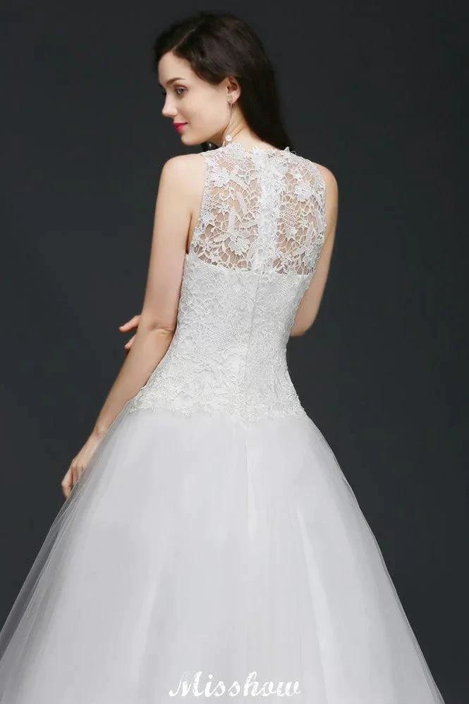 A-line High Neck Delicate Wedding Dress - Image 3