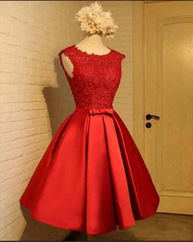 A-line Homecoming Dress Chic Red Short Prom Dress Party Dress PD388 - Image 5