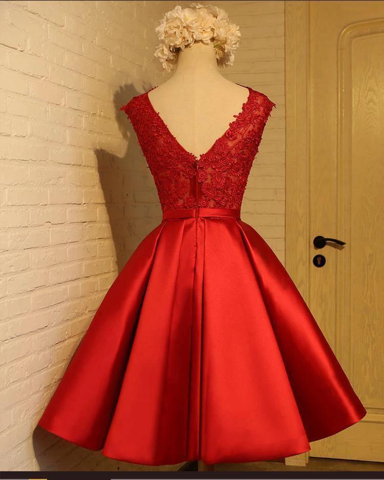 A-line Homecoming Dress Chic Red Short Prom Dress Party Dress PD388 - Image 6