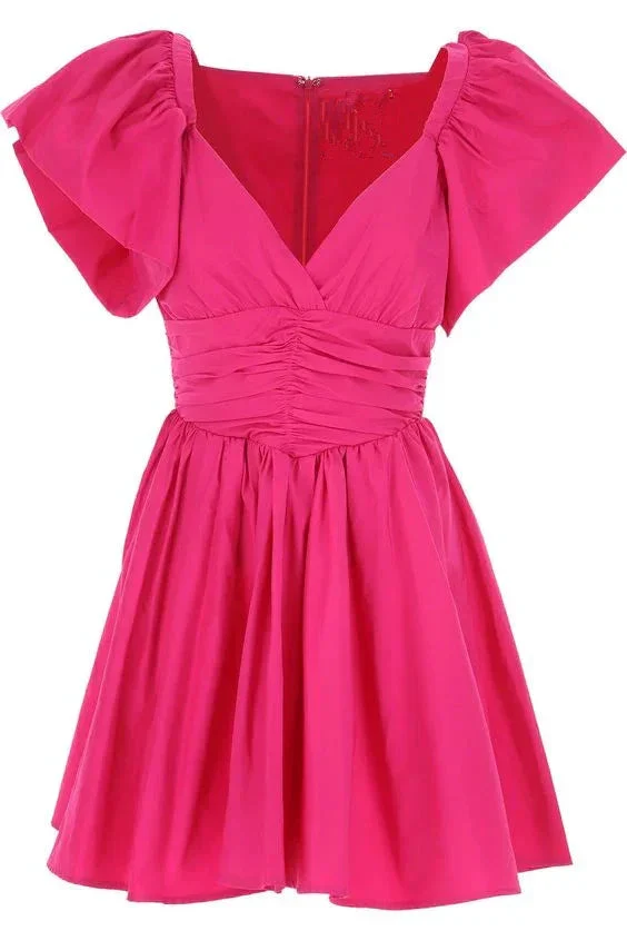 A-line Hot Pink Homecoming Dress Fashion Outfit Dress Y2530 - Image 2