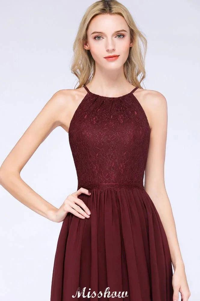 A-line Jewel Sleeveless Knee-Length Bridesmaid Dresses with Ruffle Chiffon Lace Party Dress - Image 7