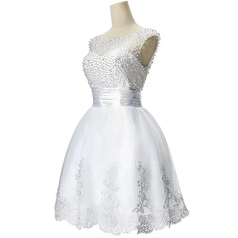 A-line Jewel Tulle Party Beading Dress - Image 2