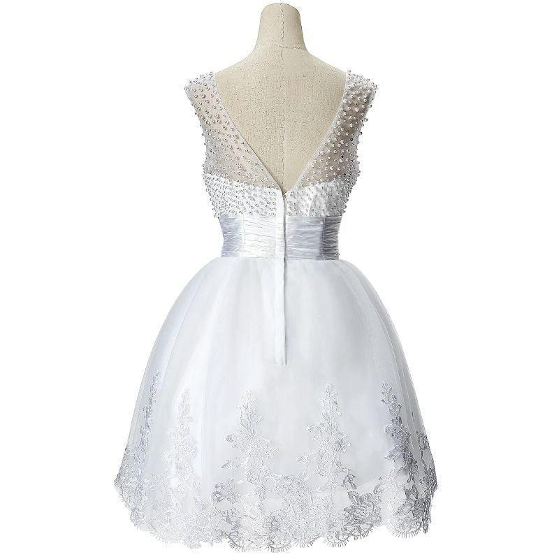 A-line Jewel Tulle Party Beading Dress - Image 4