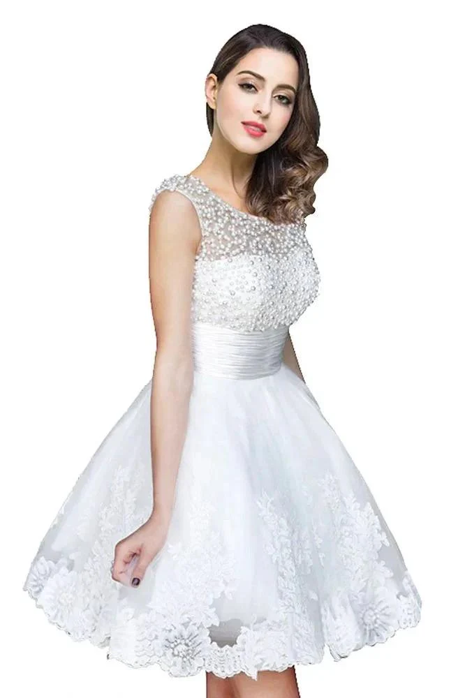 A-line Jewel Tulle Party Beading Dress - Image 5