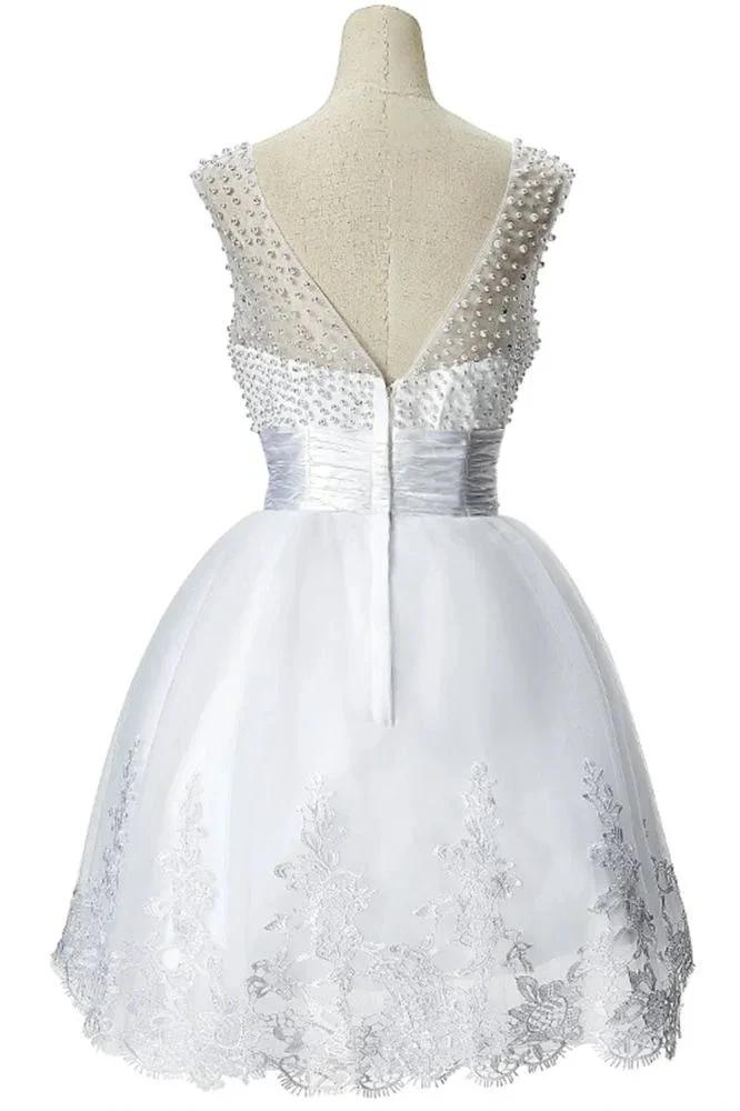 A-line Jewel Tulle Party Beading Dress - Image 6