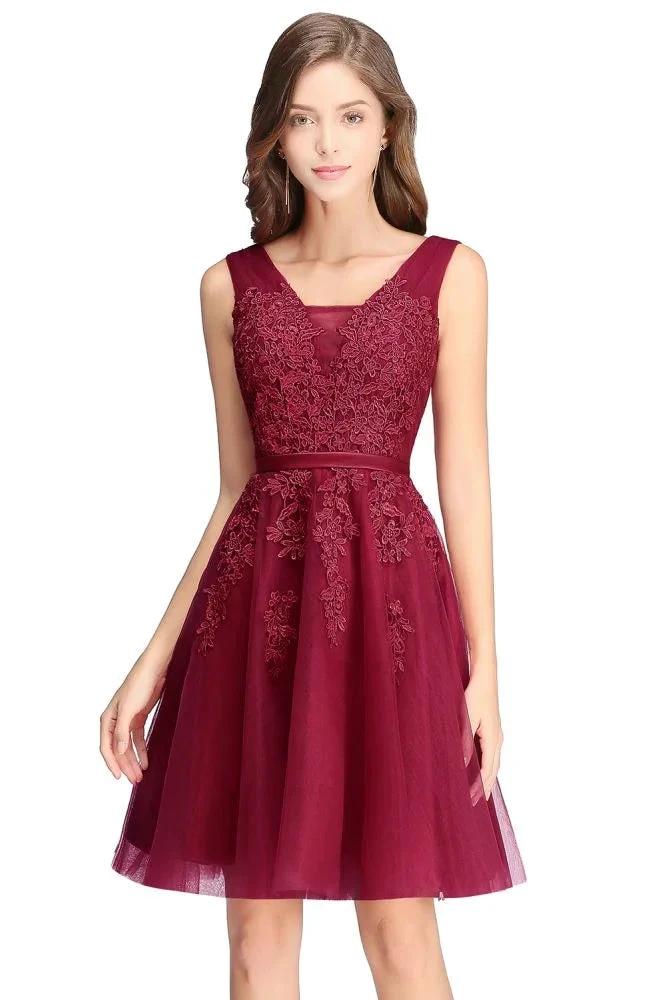 A-line Knee-length Tulle Prom Dress with Appliques - Image 10