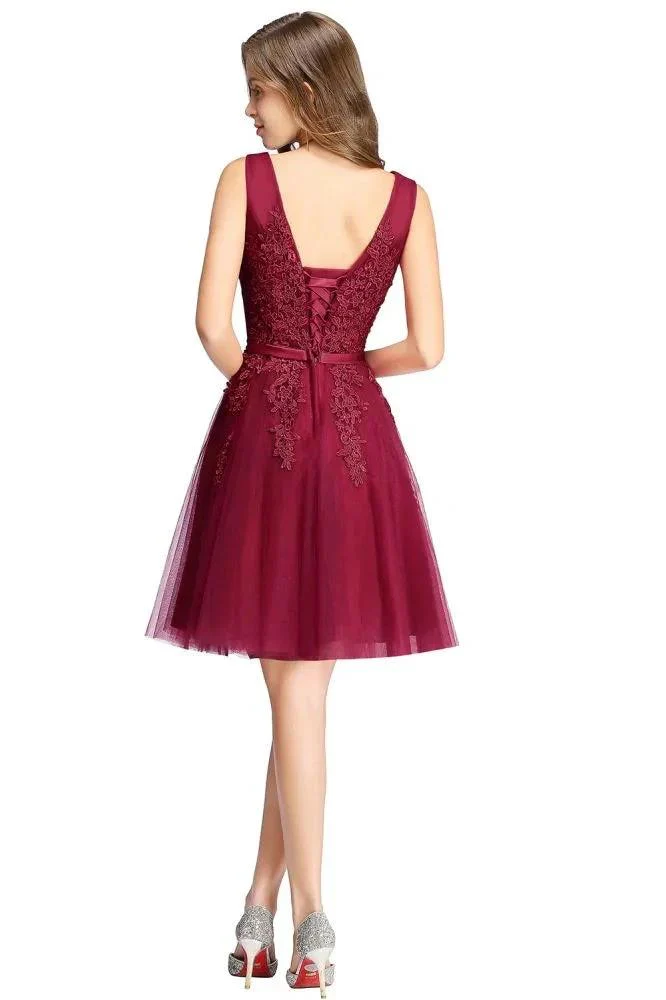 A-line Knee-length Tulle Prom Dress with Appliques - Image 2