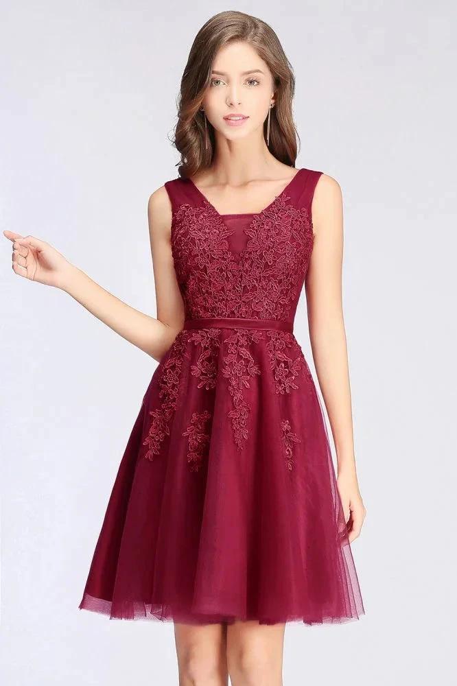 A-line Knee-length Tulle Prom Dress with Appliques - Image 3