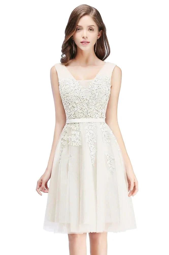 A-line Knee-length Tulle Prom Dress with Appliques - Image 4
