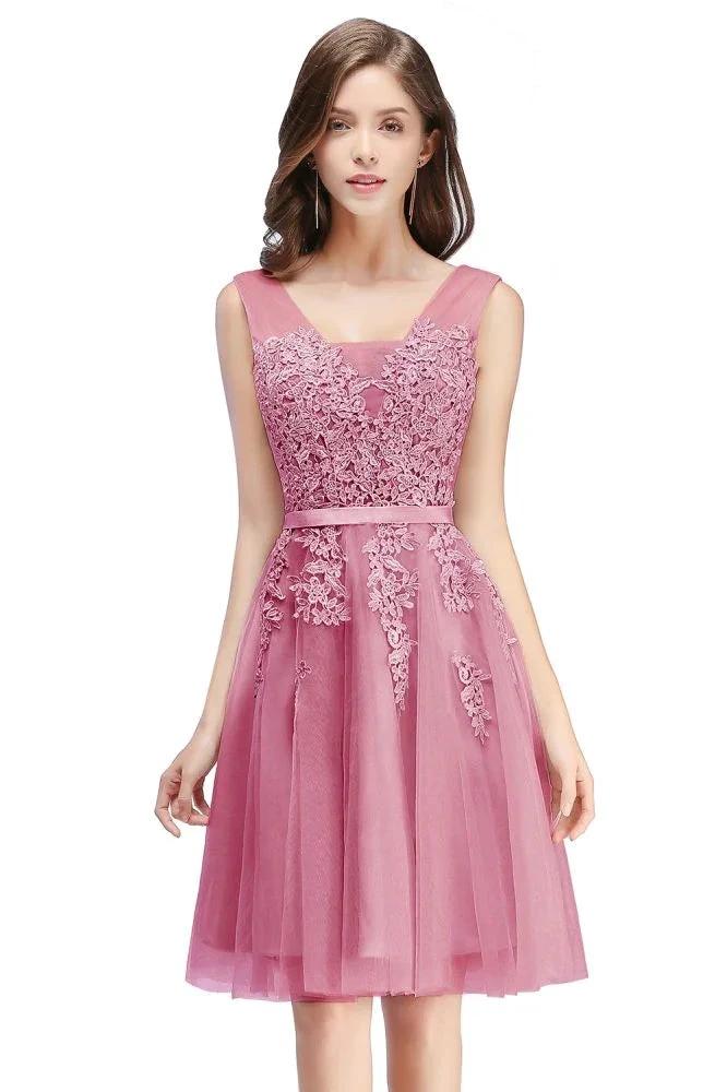 A-line Knee-length Tulle Prom Dress with Appliques - Image 6
