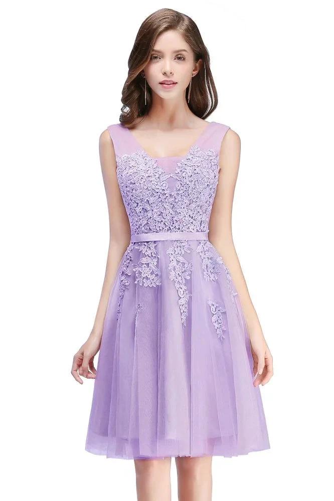 A-line Knee-length Tulle Prom Dress with Appliques - Image 7