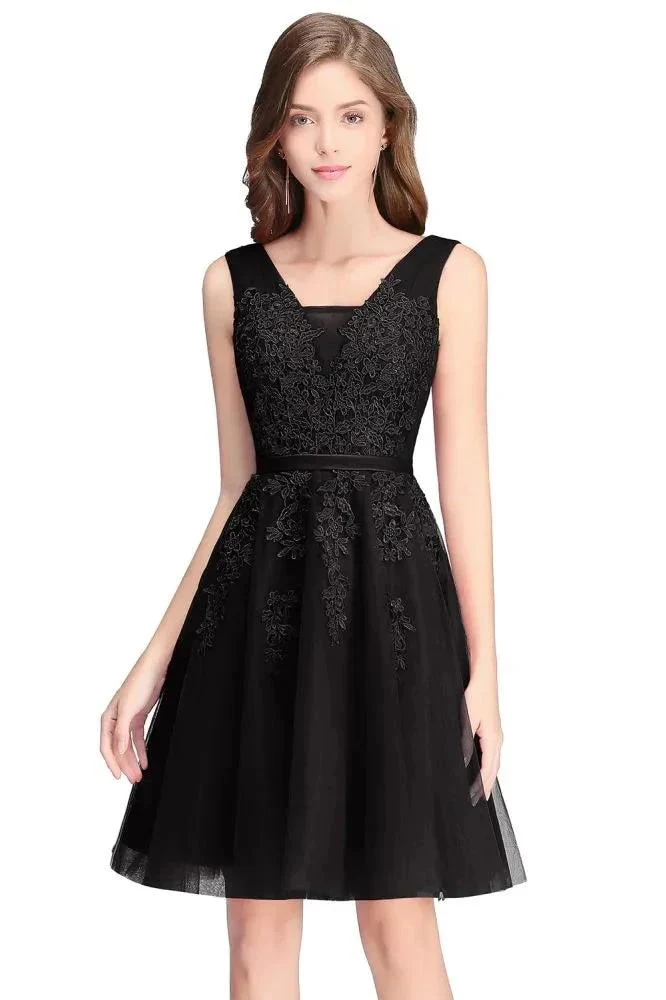 A-line Knee-length Tulle Prom Dress with Appliques - Image 8
