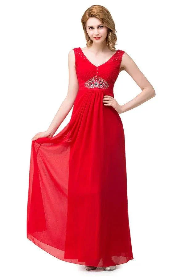A-line Knee-length V-neck Red Bridesmaid Dresses - Image 2