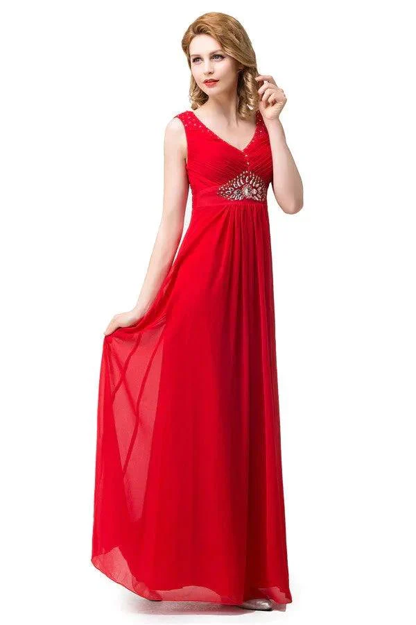 A-line Knee-length V-neck Red Bridesmaid Dresses - Image 3