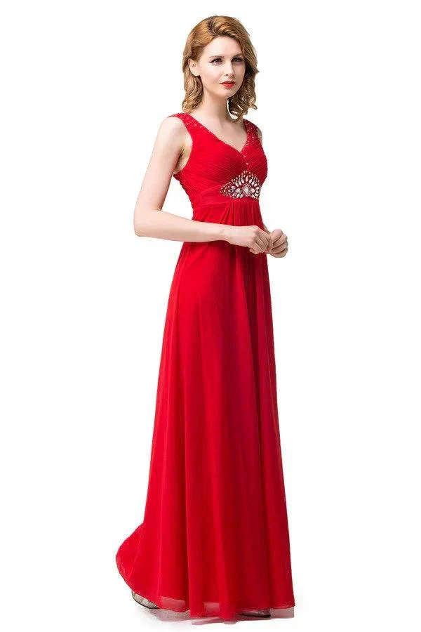 A-line Knee-length V-neck Red Bridesmaid Dresses - Image 4