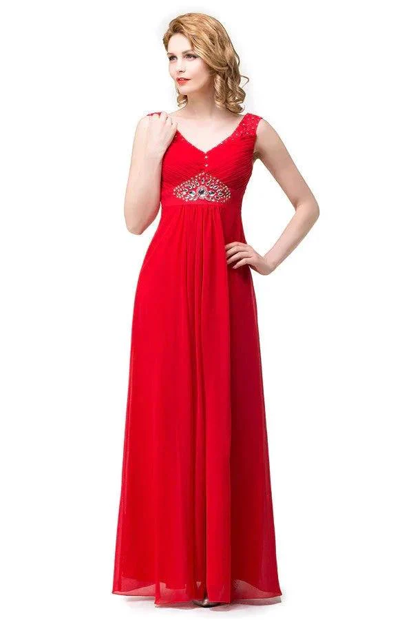 A-line Knee-length V-neck Red Bridesmaid Dresses - Image 5