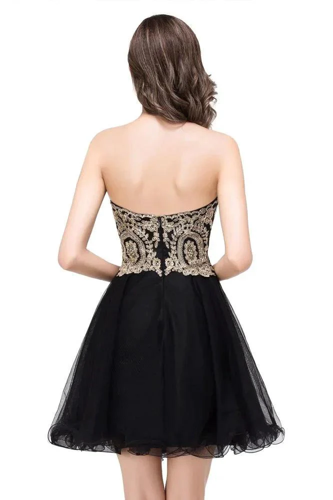 A Line Lace Appliques Sweetheart Short Prom Dresses - Image 10
