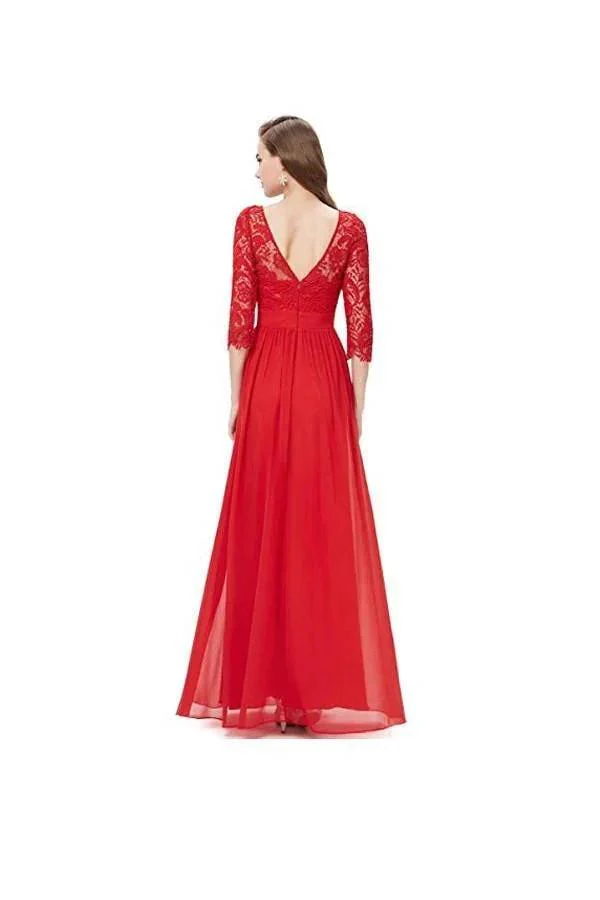 Lace Long Sleeve Floor Length Evening Dress Prom Dress PG271 - Image 2