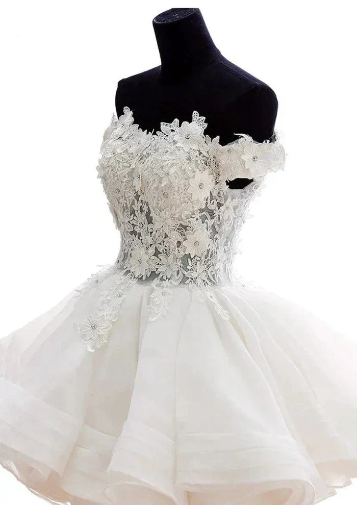 Teresia | A-Line Lace Organza Appliqued Off-the Shoulder Prom Dress - Image 2