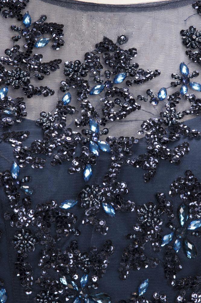 A-line Long Sleeves Plus Size Floor Length Crystals Tulle Prom Dresses - Image 6