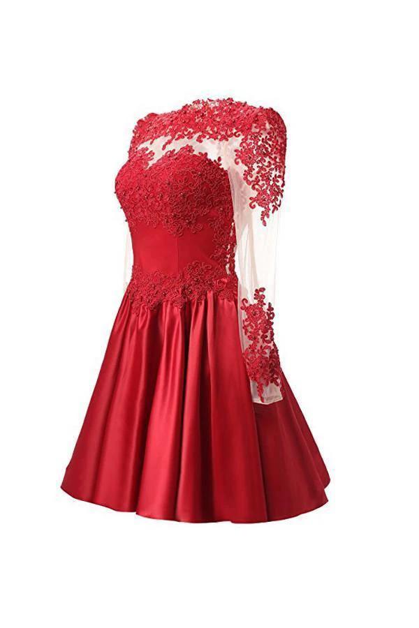 A Line Long Sleeves With Applique Homecoming Dresses PG088 - Image 2