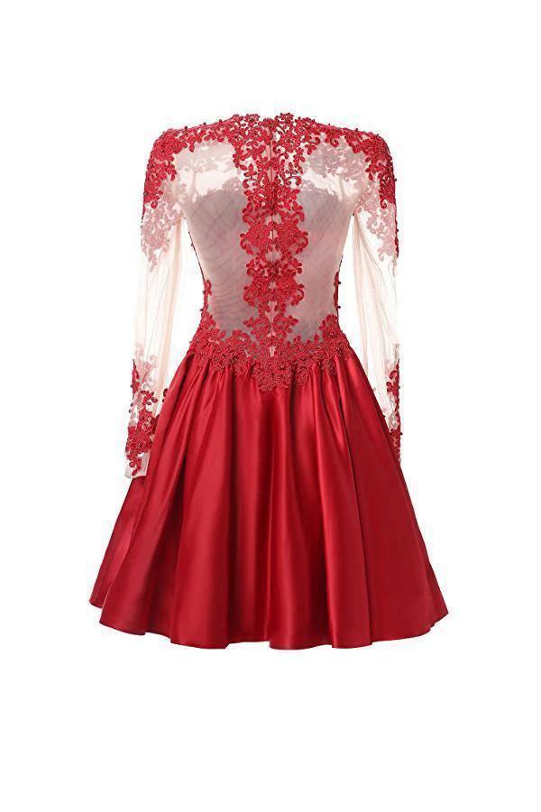 A Line Long Sleeves With Applique Homecoming Dresses PG088 - Image 3