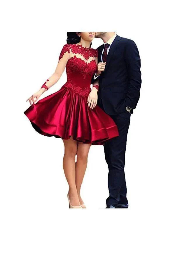 A Line Long Sleeves With Applique Homecoming Dresses PG088 - Image 4
