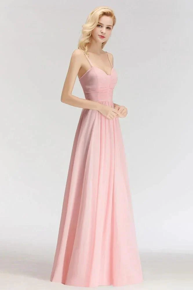 A-line Long Sweetheart Spaghetti Sleeveless Bridesmaid Dress - Image 2
