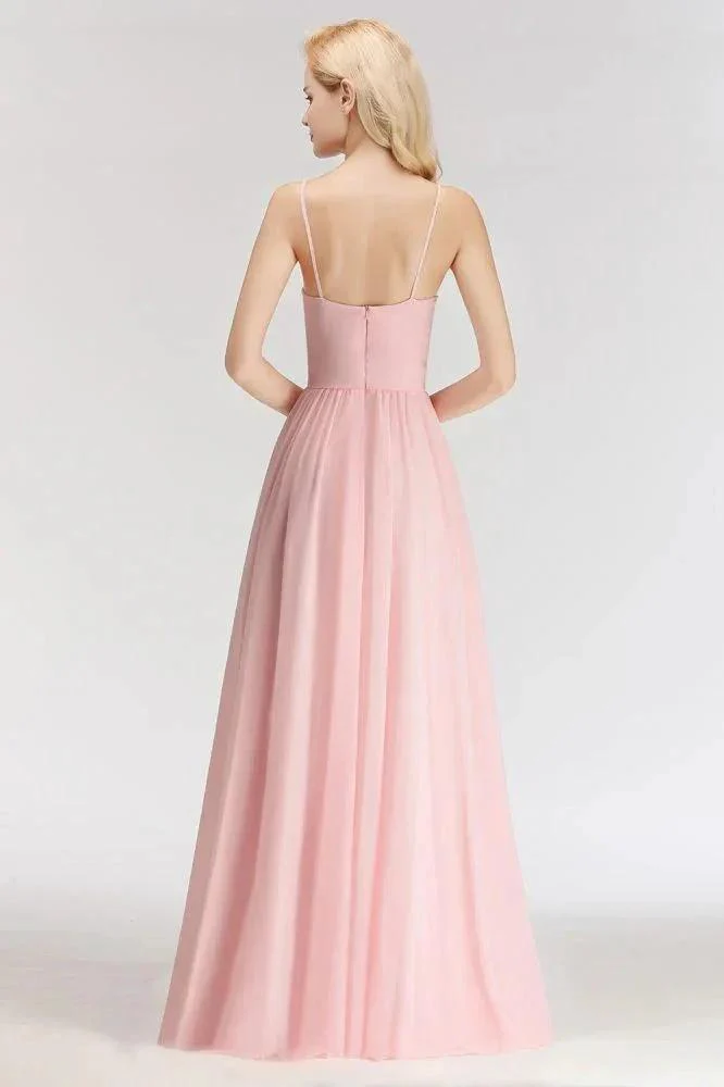A-line Long Sweetheart Spaghetti Sleeveless Bridesmaid Dress - Image 3