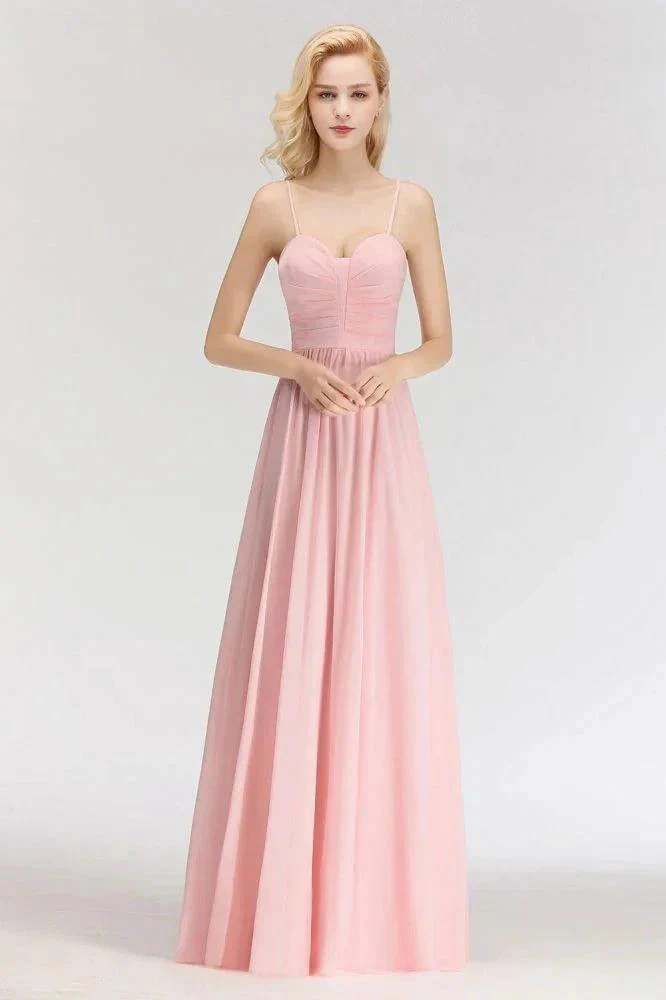 A-line Long Sweetheart Spaghetti Sleeveless Bridesmaid Dress - Image 5