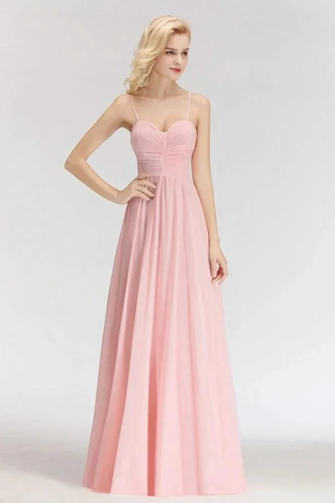 A-line Long Sweetheart Spaghetti Sleeveless Bridesmaid Dress - Image 6