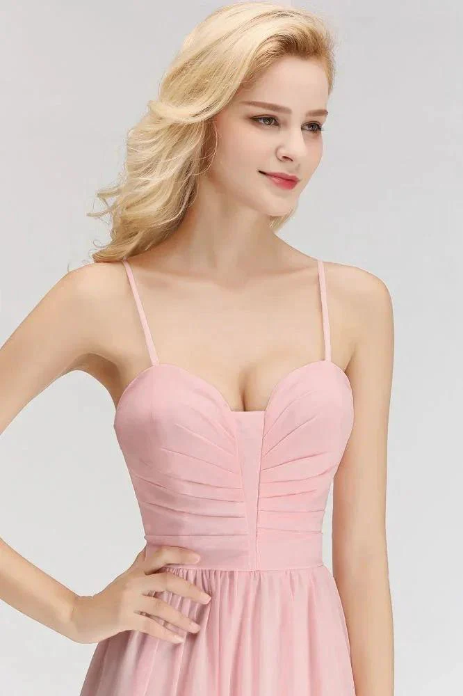 A-line Long Sweetheart Spaghetti Sleeveless Bridesmaid Dress - Image 7