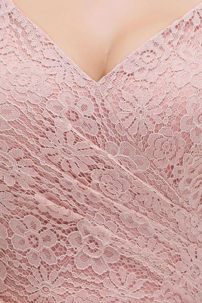 A-line Long V-neck Sleeveless Formal Party Dress Lace Top Chiffon Bridesmaid Dress - Image 9