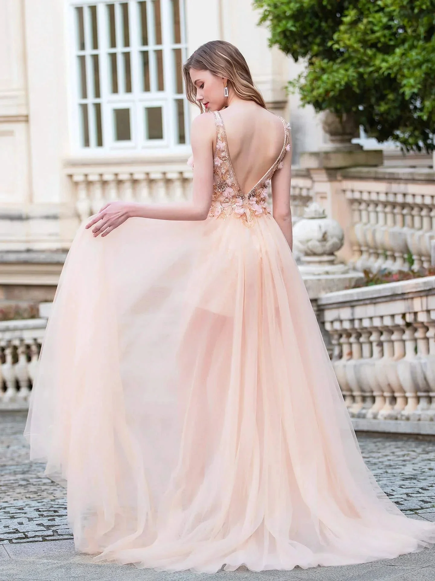 A-line Luxurious Fashion Sexy V-neck Formal Evening Dresses Sleeveless Floor Length Prom Dresses - Image 7