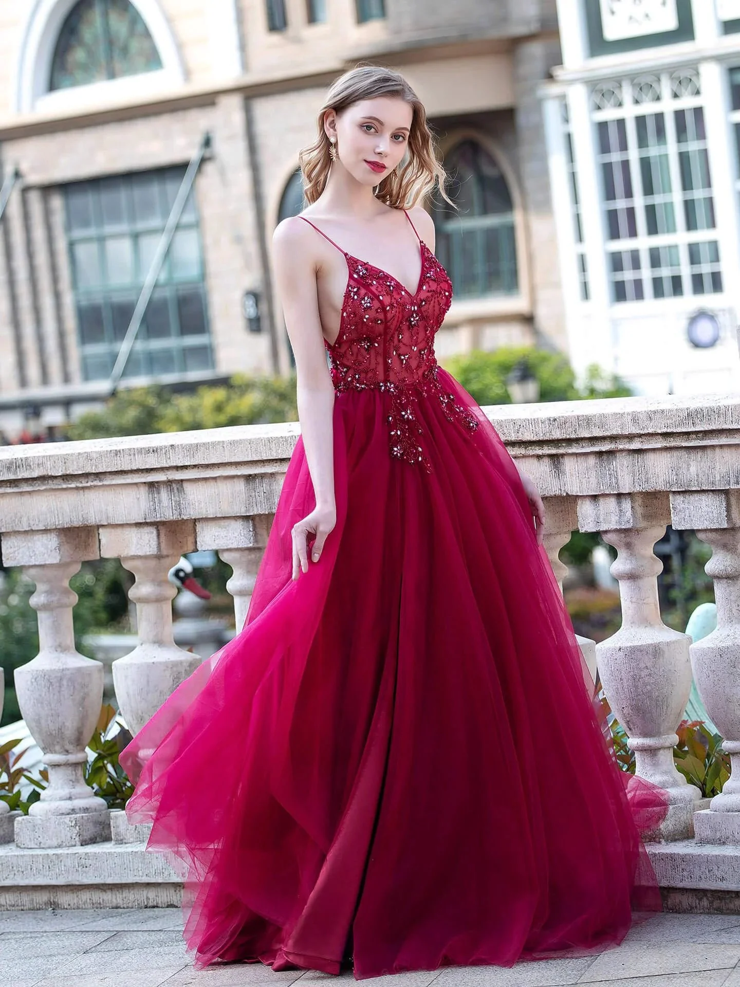 A-line Luxurious Sexy Formal Evening Dresses Spaghetti Strap Sleeveless With Slit Floor Length Prom Dresses - Image 3