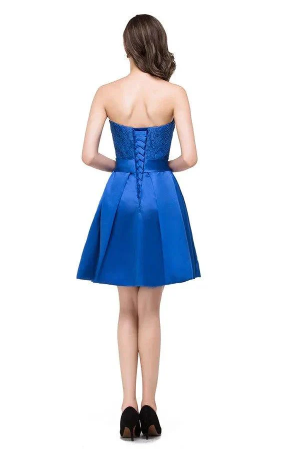 A-line Mini Lace-up Strapless Bridesmaid Dresses - Image 7