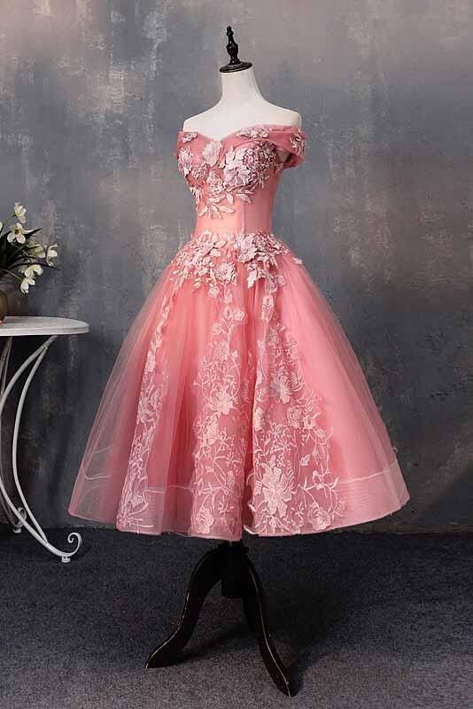 A-line Off-Shoulder Short Prom Dresses Appliques Sweet 16 Gown - Image 2