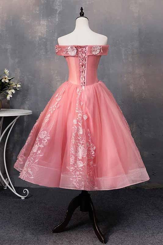 A-line Off-Shoulder Short Prom Dresses Appliques Sweet 16 Gown - Image 3