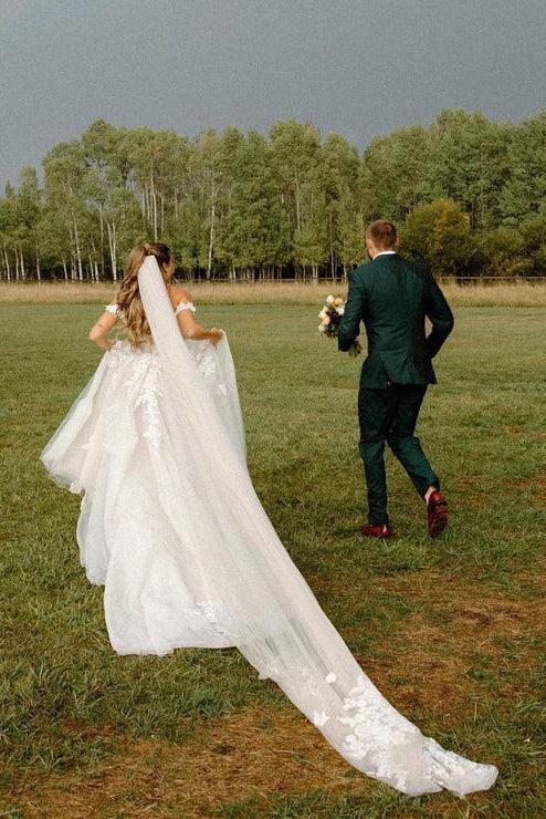 A Line Off the Shoulder Appliques Bohemian Wedding Dresses Bridal Gown WD674 - Image 5