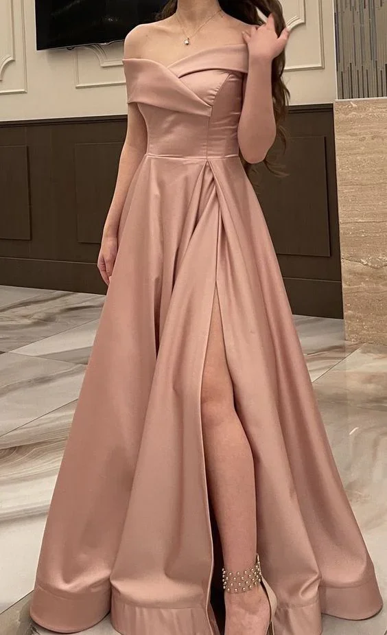 A-line Off The Shoulder Evening Dress With Split Gala Dress Y5242 - Image 2