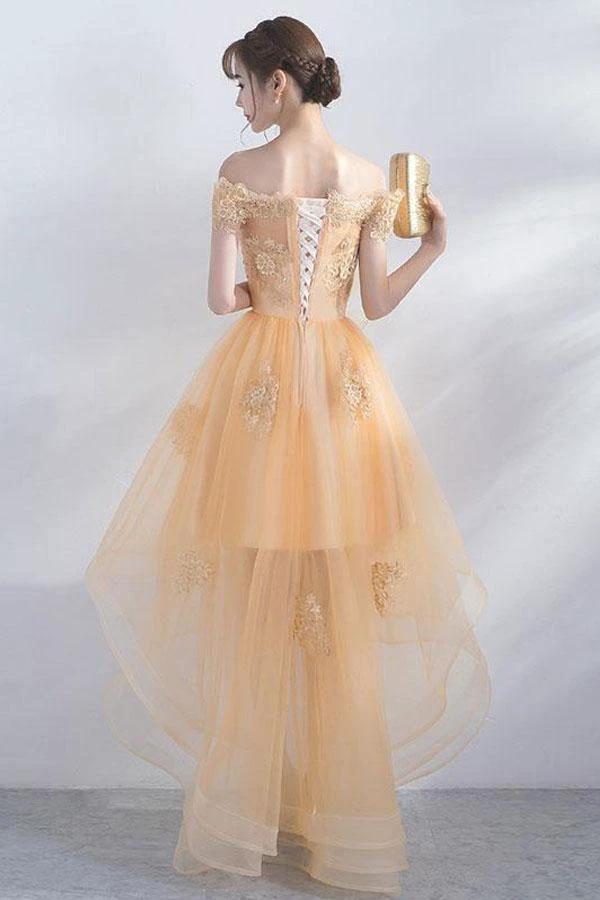 A-line Off The Shoulder High Low Tulle Homecoming Dresses PD211 - Image 2