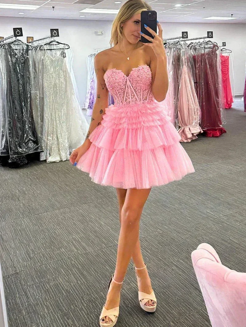 A-Line Lace Short Homecoming Dress Y2591 - Image 2