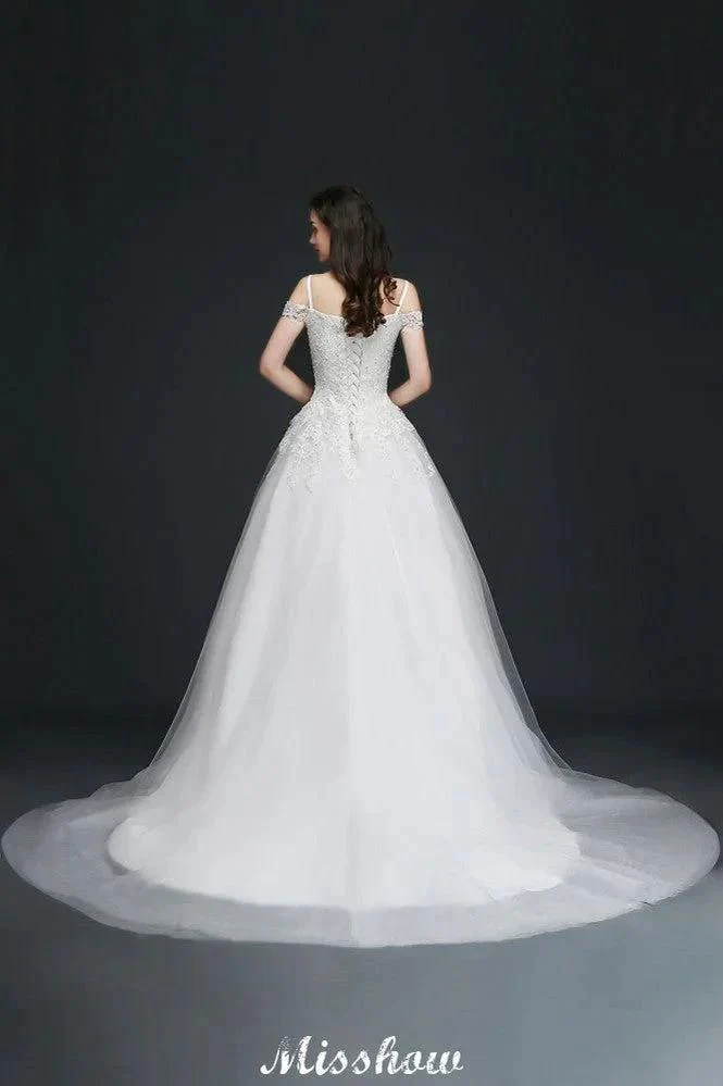 A-line Off-the-Shoulder Tulle Elegant Wedding Dresses with Appliques - Image 2