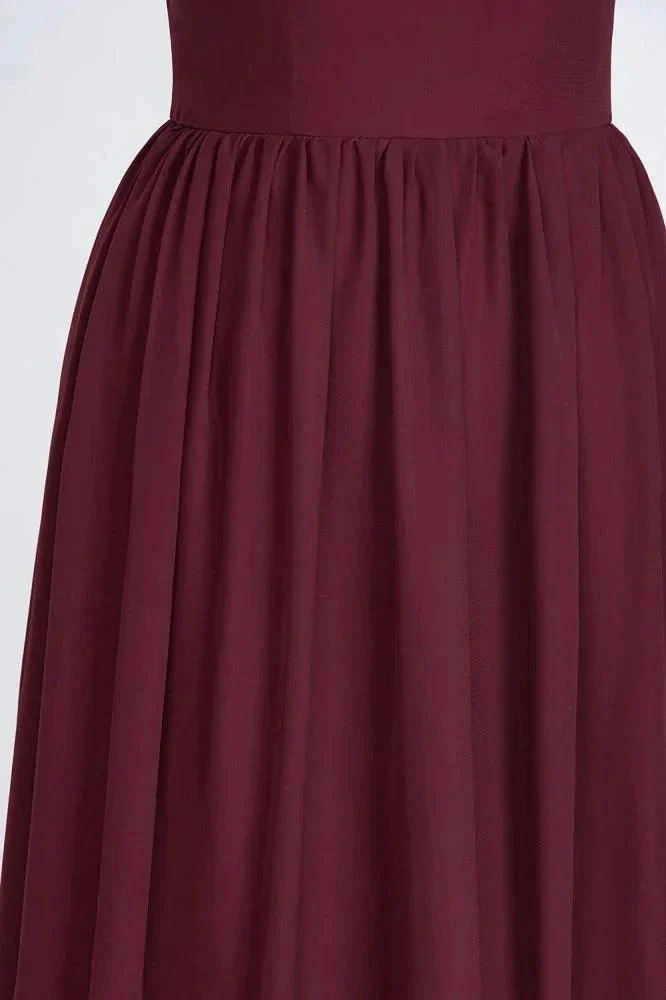 A-Line One-Shoulder Beadings Sleeveless Ruffles Bridesmaid Dress Floor Length Maid of Honor Dress - Image 6