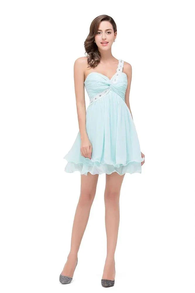 A-line One Shoulder Chiffon Homecoming Dress - Image 2