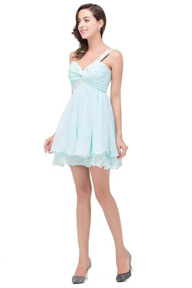 A-line One Shoulder Chiffon Homecoming Dress - Image 4