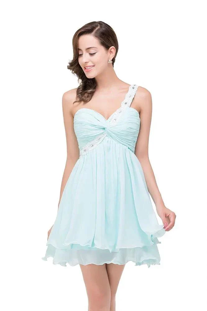 A-line One Shoulder Chiffon Homecoming Dress - Image 5