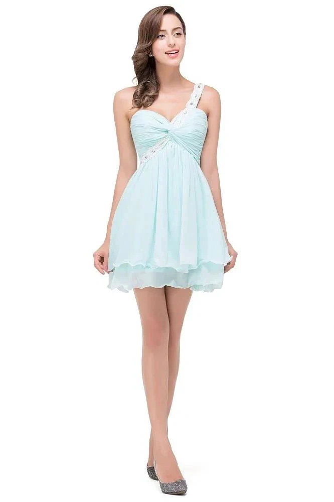 A-line One Shoulder Chiffon Homecoming Dress - Image 7