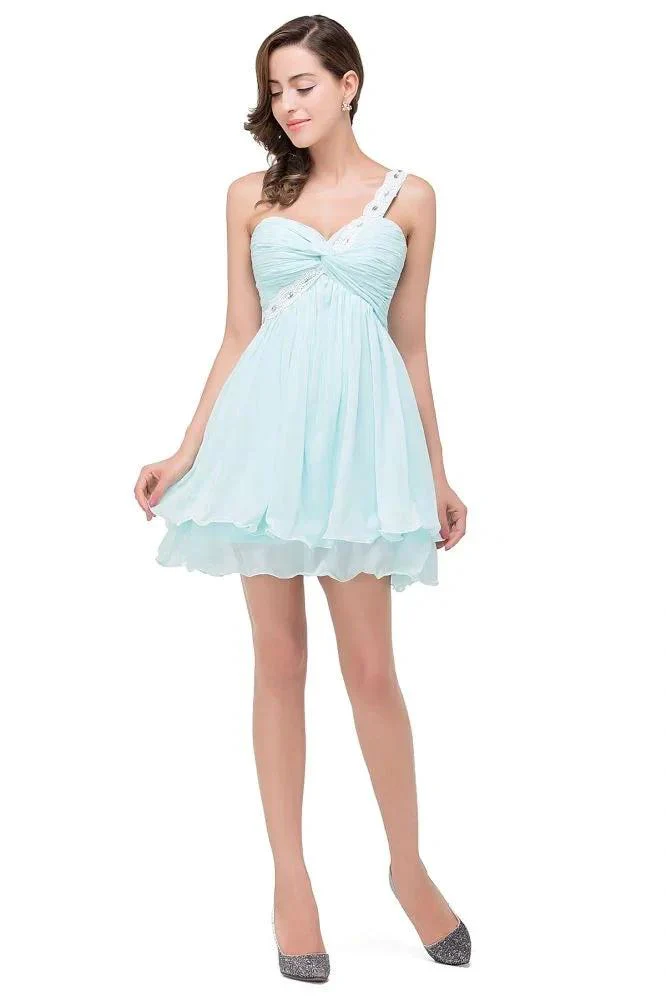 A-line One Shoulder Chiffon Homecoming Dress - Image 8