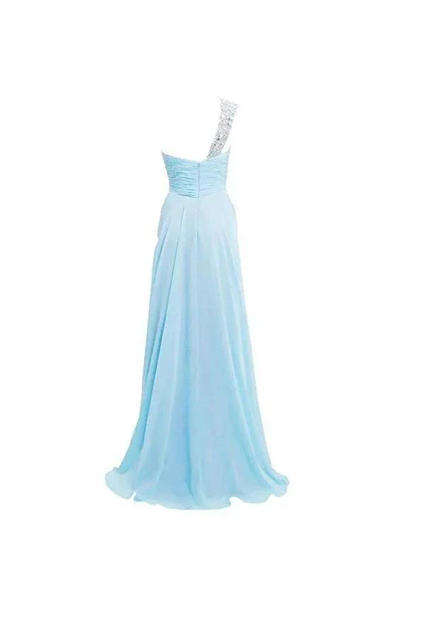 A line One Shoulder Long Bridesmaid Prom Dresses PG266 - Image 2